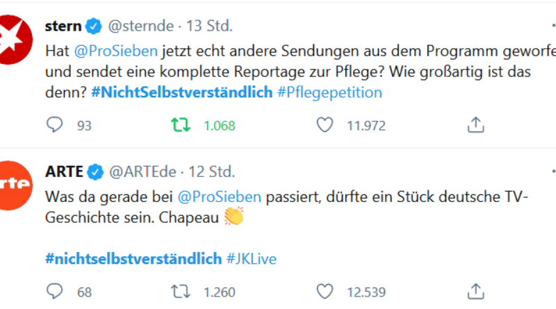 #nichtselbstverstaendlich: Aus „Joko & Klaas LIVE“ wird eine Sieben-Stunden-Kundgebung für Pflegekräfte