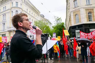 Robert Krotzer auf der KPÖ-Kundgebung in Graz: »Weiterer Schwung von unten«